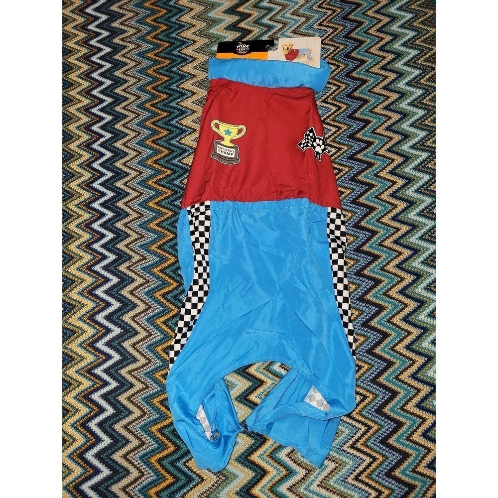 Dog race car driver costume medium